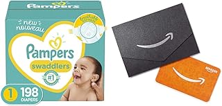 Baby Diapers Newborn/Size 1 (8-14 lb), 198 Count Swaddlers, ONE Month Supply (Packaging May Vary) x2 and Amazon.com Gift Card in a Mini Envelope