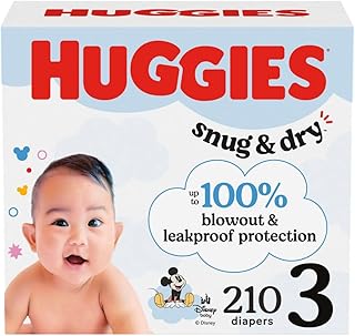 Sponsored Ad - Size 3 Diapers, Snug & Dry Baby Diapers, Size 3 (16-28 lbs), 210 Count (6 Packs of 35), Packaging May Vary