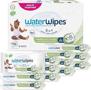 Sensitive+ Baby & Toddler Wipes, 3-In-1 Cleans, Cares, Protects, 99.9% Water, Textured Clean, Unscented & Hypoallergenic, 720 Count (12 Packs)