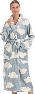 Womens Robes Plush Bathrobe Long Warm Fleece Robe