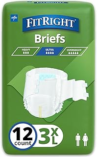 Sponsored Ad - Bariatric Adult Diapers, Ultra Heavy Absorbency, 3XL (Waist Size 65in-84in), 12 Count, Disposable Incontinence Briefs for Men and Women, Moisture-Wicking, Leak Protection,