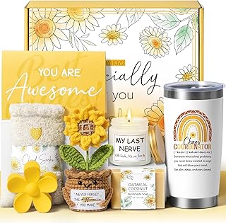 Thank You Gifts for Women, Coworker Christmas Employee Appreciation Gifts for Teacher Manager Nurse Chaos Coordinator Gift for Women Office Farewell Birthday Boss Day Gift for Boss Lady Sunflower Box