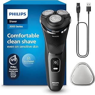 Shaver for Men Series 3000 Rechargeable Wet/Dry Mens Electric Shavers Electric Razor for Men- Modern Steel Metallic