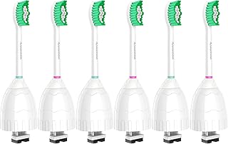 Replacement Toothbrush Heads for Philips Sonicare E-Series Essence HX7022/66 and other Screw-on Electric Toothbrush Model, 6 Pack