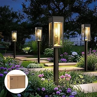 6 Packs Solar Pathway Lights Outdoor, Glass Metal Led Garden Landscape Lightings, 3000K Warm White, Waterproof for Decor Yard, Walkway, Patio, Driveway, Lawn