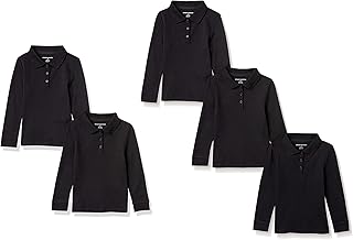 Girls and Toddlers' Long-Sleeve Interlock Polo Shirts, Multipacks
