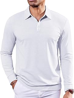 Mens Polo Sweatshirts Long Sleeve Casual Lightweigt Polo Shirts Button Down Golf Shirt