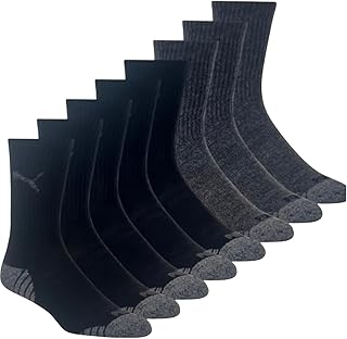 Men's Crew Socks, 8 pair, Fits Shoe Sizes 6-12, Black