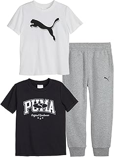 boys 3 Piece Set, Short Sleeve Cotton Jersey T-shirts & Matching Tricot Pant