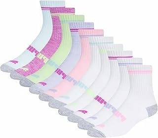Girls Low Crew Socks, 10 pairs, Kids Size 9-3.5