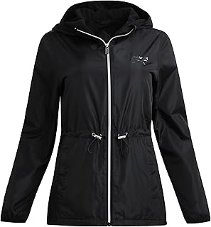 Womens Windbreaker Jacket - Water Resistant Polar Fleece Windbreaker Jacket for Women with Hood & Cinch Waist Toggles