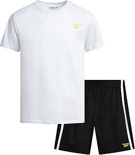 Boys Athletic Shorts Set - 2 Piece Summer Clothes Outfit with Graphic Tee and Boys Basketball Shorts for Active Kids