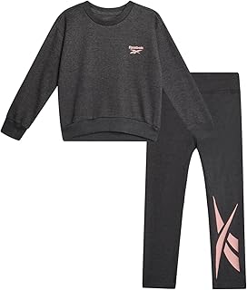 Toddler Girls Pants Set - 2 Piece Cozy Fleece Crewneck Sweatshirt and Girls Leggings for Toddlers and Little Kids