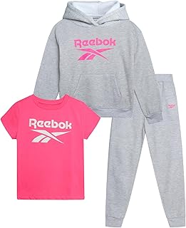 Girls' Activewear Set - 3 Piece Stylish Graphic T-Shirt Fleece Pullover Hoodie and Jogger Sweatpants Size: 4-12 Size