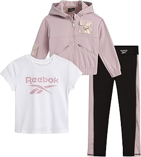 Baby Toddler Little Girls Activewear Sets - 3 Piece Active Fleece Shirt Hoodie Sweatshirt and Joggers Girls Pants Set