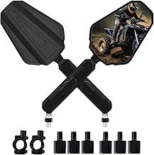 Sponsored Ad - Adventure Motorcycle Mirrors, Foldable Motorbike Rear View Side Mirror W/Ball-Head Universal 10MM 8MM Screw and 7/8" Handlebar for ATV ADV Street Dirt Bike Ebike Scooter Quad Off-Road-M