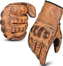 Motorcycle Gloves Men's Leather Motorbike Gloves Touchscreen Function - Protectors Men & Women for All Weather with Non-Slip Pads