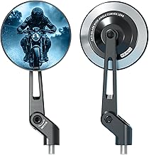 Sponsored Ad - Aluminum Alloy Rainproof Foldable Motorcycle Mirrors with M8 M10 Bolts, CNC Machined Anti-Glare Blue Lenses Rear View Mirrors, Multi-Angle Adjustable for Motorcycle ATV Moped Scooter Cr