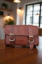 Sponsored Ad - Real Vintage Leather Motorcycle Saddle Bag with Rust-Free Buckles – 2 Side Panniers & 1 Tool Pouch for Swing Arm, Durable Waterproof Bike Storage (Brown Tool Pouch Only)
