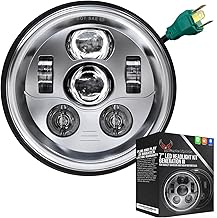 Sponsored Ad - 7 inch Round LED Generation III Motorcycle Headlight - Fits Harley Davidson with 7 inch Headlights - Plug and Play H4 - Retrofits 2D1 Headlights (Chrome)