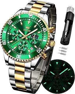 Sponsored Ad - Watches for Men Stainless Steel Analog Quartz Chronograph Moon Phase Watch Waterproof Date Luminous Wrist Male Watches,Gift for Men