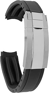 20mm Curved End Rubber Watch Band for Rolex Submariner, Daytona, Ghost, Yachtmaster & More, Curved Rubber Watch Strap, Waterproof, With Deployment Clasp or without Clasp