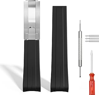 20mm 21mm 22mm Rubber Watch Band for Rolex Watch Strap Soft Curved Replacement Strap for Men & Women