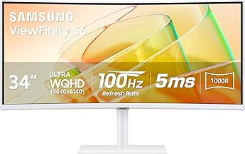 34” ViewFinity (S65TC) Series Ultra-WQHD 1000R Curved Computer Monitor, HDR10, 100Hz, AMD FreeSync, Thunderbolt 4, Height Adjustable Stand, Built-in Speakers, Eye Care, LS34C650TANXGO, 2024