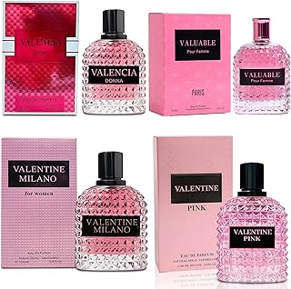 Sponsored Ad - 4PCS Perfume Set for Women - Floral Fragrance Gift Set with Vanilla,Sweet Fruity, Eau De Parfume| 3.4 Fl Oz Each(Valentine Milano,Valentine Pink,Valuable,Valencia Donna)