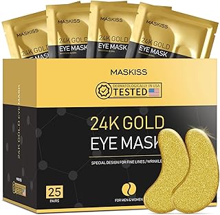 24k Gold Under Eye Patches (25 Pairs), eye mask, Collagen Skin Care Products, Eye Patches for Puffy Eyes, eye masks for dark circles and puffiness