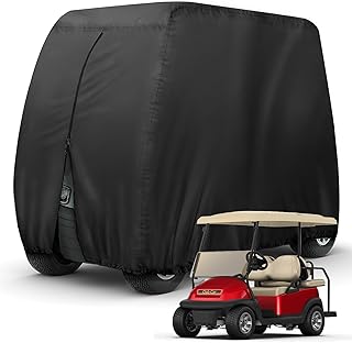 Sponsored Ad - Golf Cart Cover 4 Passenger Heavy Duty, 420D Waterproof Golf Cart Covers Extended Roof Compatible with EZ GO Club Car Yamaha Golf Carts, Outdoor Dustproof 4 Seat Club Car Cover (Up to 1