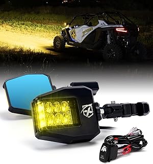 Sponsored Ad - UTV Side Mirrors 2025 New Aluminum w/Amber LED Spot Light Amber Lens for 1.75"-2" Roll Cage Bar Compatible with Pioneer Polaris RZR, SXS, Can Am X3, Kawasaki Teryx Mule, Yamaha Rhino Wo
