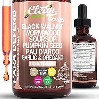 Sponsored Ad - para Defend Wormwood Black Walnut Cleanse for Humans Drops Liquid Soursop Garlic Pumpkin Seed PAU D'Arco Oil of Oregano Turmeric Berberine Neem Extract Hull Bark Tincture by Clean Nutra