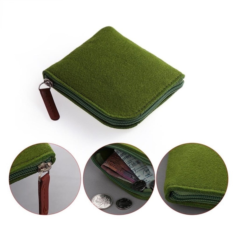 Ins Retro Wool Felt Bag Men Change Bag Credit Card Holder Coin Purse Mini Key Cheap Women Wallet